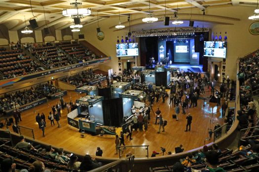 2019 NHL Media Day, inside overlooking the interviewing area- Photo by Jack Lima