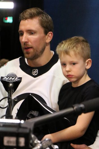 Blake Wheeler (F), Winnepeg Jets, and son Louie. - Photo by Jack Lima