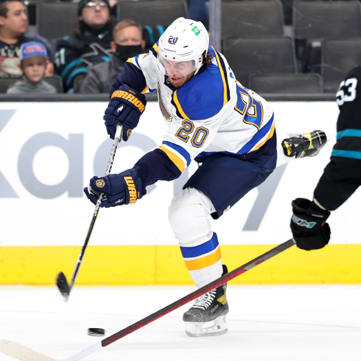 Brandon Saad takes a shot on goal