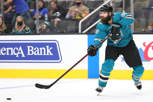 Brent Burns fires a pass