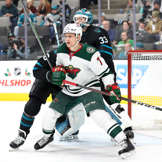 Nicole Strurm (7) tries to screen Sharks goalie Adin Hill - Photo by Jack Lima