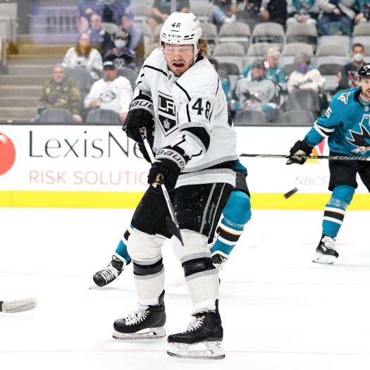 Brenden Lemieux tips a shot on goal