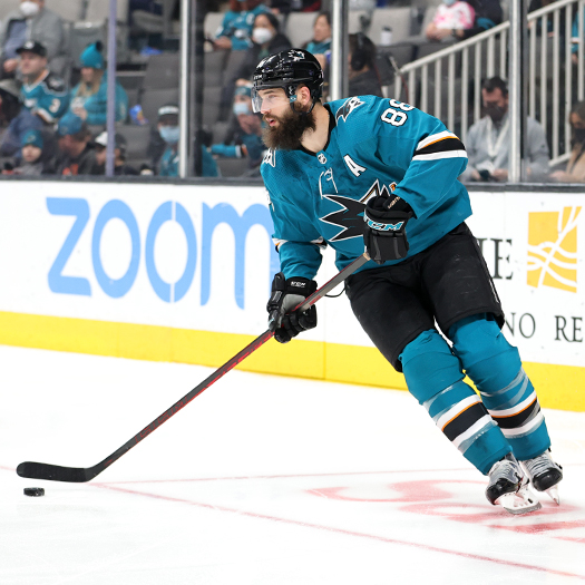 Brent Burns looks to pass up ice