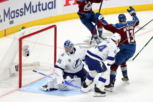 Valeri Nichushkin (13) opens the scoring with a first period power play goal