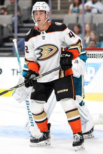 Ducks' forward Glenn Gawdin looks for a pass