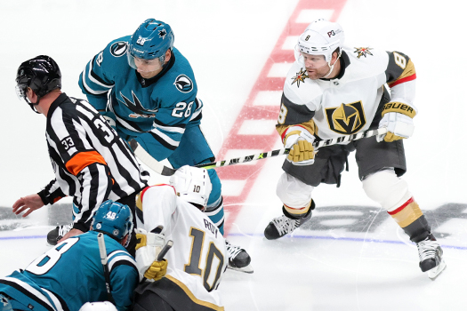 Phil Kessel (8) skates during the games opening faceoff setting the NHL iron man record for 990 consecutive games