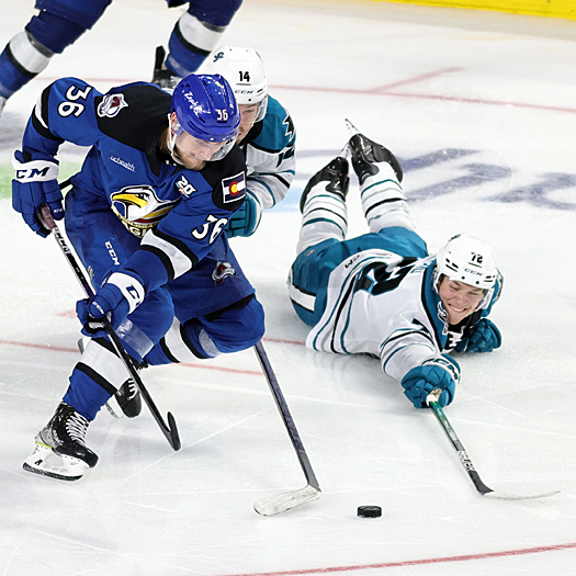 William Eklund (72) drives to break up a rush by Anton Bidh (36)