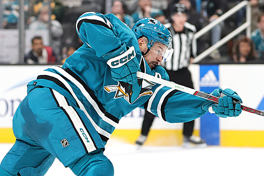 Sharks center Tomas Hertl takes a shot on goal during second period action
