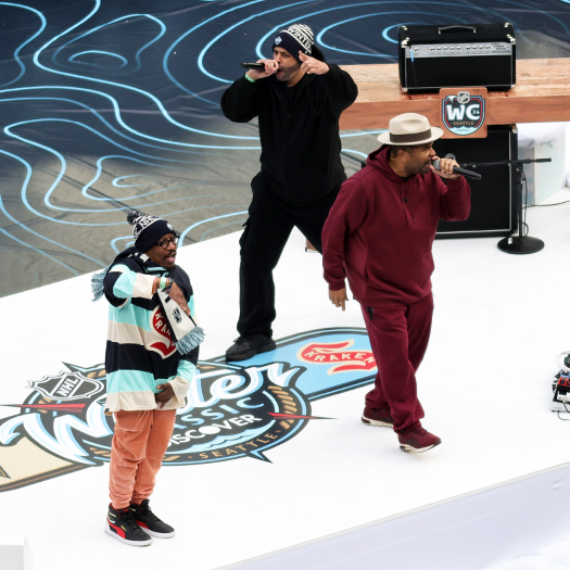 Sir Mix-A-Lot performs during pregame