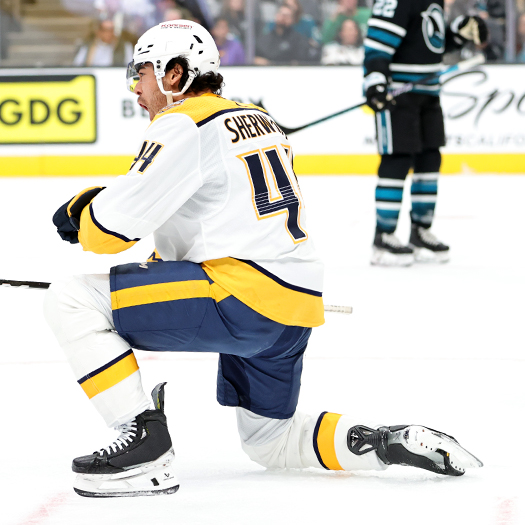 Kiefer Sherwood celebrates his first period goal